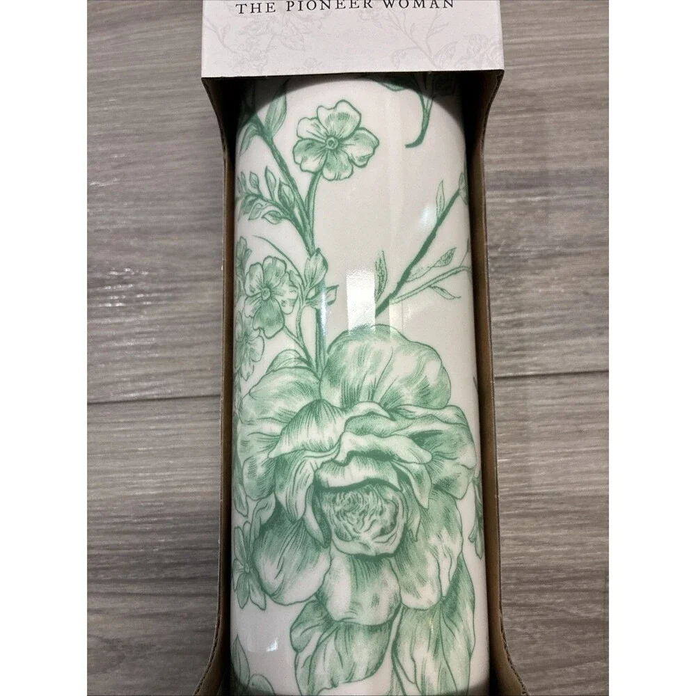 NEW-Pioneer Woman AGATHA Green Rolling Pin-Olivewood Handles-Butterflies